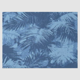 Blue Tropical Palm Leaf Tissue Paper