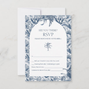 Blue Tropical Palm Tree Response Wedding