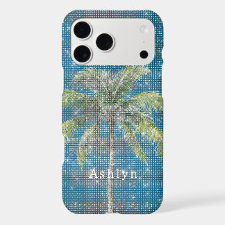 Blue Tropical Palm Tree Sparkle 
