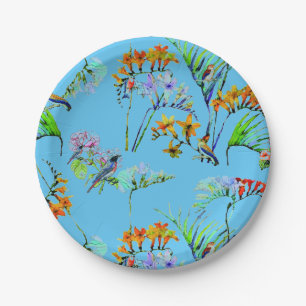 Blue Tropical Paradise Paper Plate