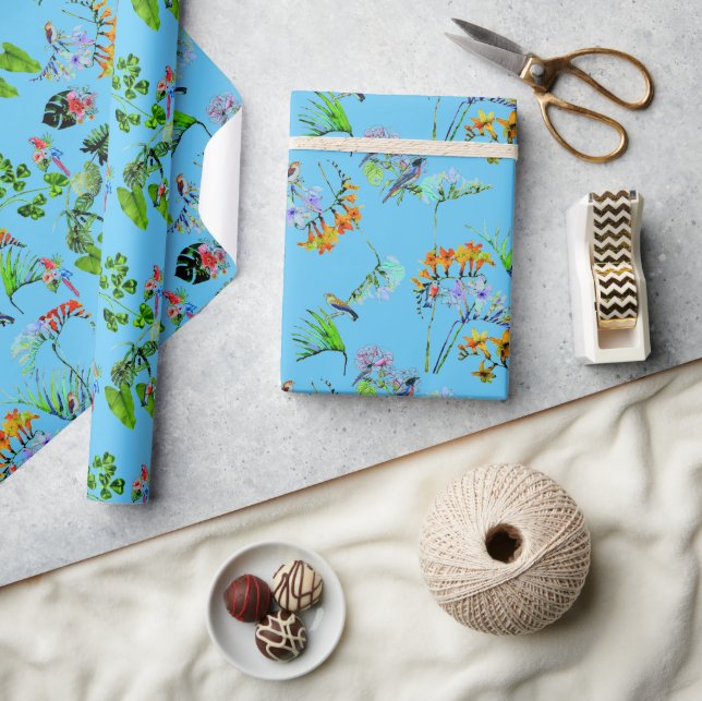 Blue Tropical Paradise  Wrapping Paper (Crafts)