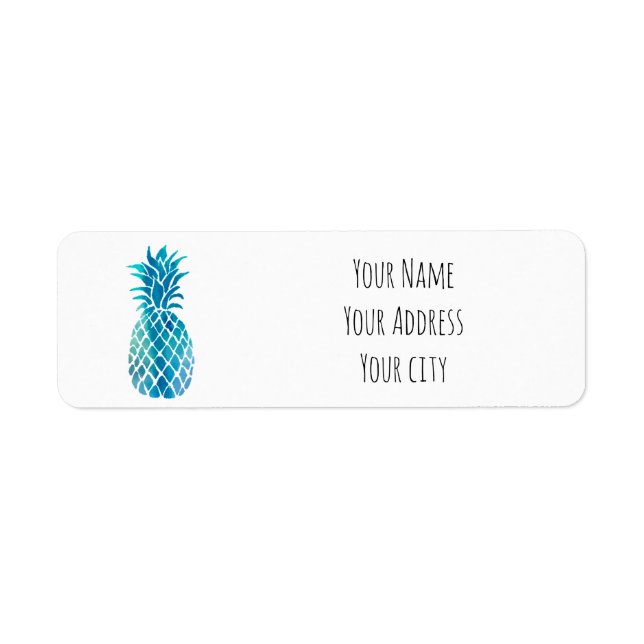 blue tropical pineapple return address label (Front)