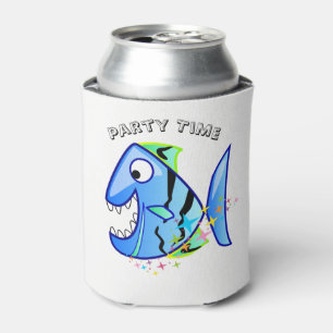Blue Tropical Piranha with stars Can Cooler
