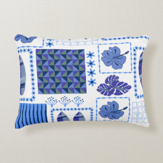 Blue Tropical Surfboard Hibiscus Pattern Decorative Cushion