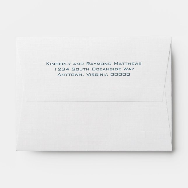 Blue Tropical Twin Palm Trees Wedding Envelopes (Back (Top Flap))
