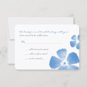 Blue Tropical Watercolor Flowers Wedding RSVP Card