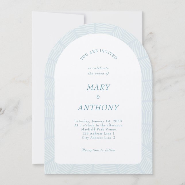 Blue Tropical Wedding Invitation (Front)