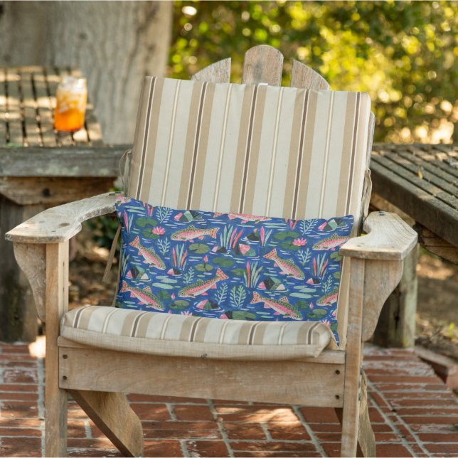 Blue trout pillow | Repeating pattern pillow (Chair)