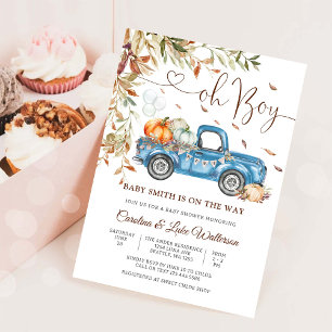 Blue Truck Autumn Baby Shower Invitation