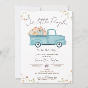 Blue Truck, Baby Boy Shower, Fall Baby Shower Invitation