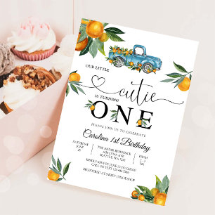 Blue Truck Citrus 1st Birthday Invitation