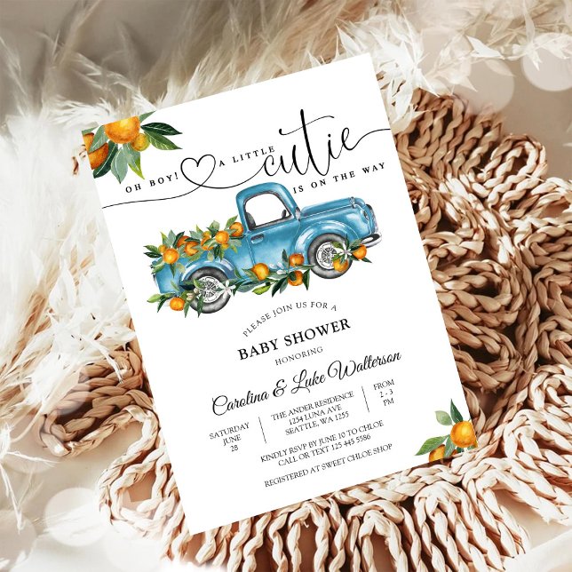 Blue Truck Citrus Baby Shower Invitation (Creator Uploaded)