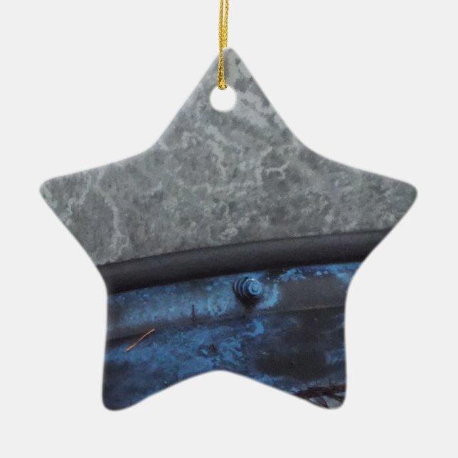 Blue Truck fosted window Ceramic Ornament (Front)