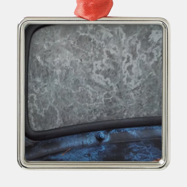 Blue Truck fosted window Metal Ornament (Front)