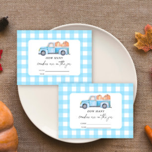 Blue truck - guess how many candies are in the jar enclosure card