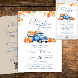 Blue Truck & Little Pumpkin on The Way QR Code Invitation