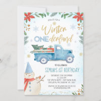 Blue Truck Poinsettia Winter Onederland Birthday