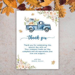 Blue Truck Pumpkin Baby Shower Thank You Card