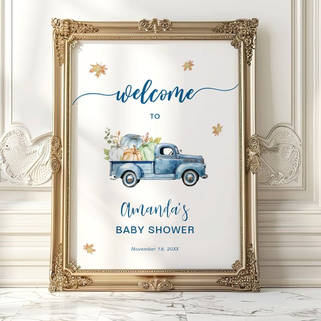 Blue Truck Pumpkin Baby Shower Welcome Sign (Creator Uploaded)