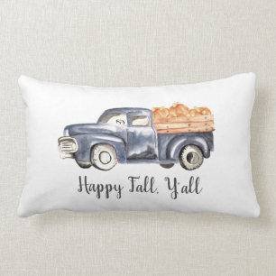 Blue Truck Pumpkin Pillow - "Happy Fall, Y'all"