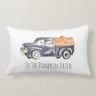 Blue Truck Pumpkin Pillow - "To The Pumpkin Patch"