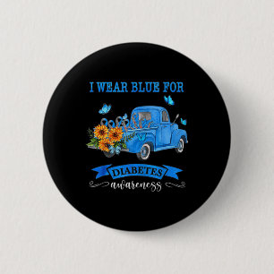 Blue Truck Sunflower I Wear Blue For Diabetes Awar 6 Cm Round Badge