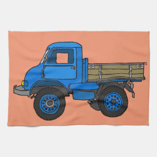 Blue truck tea towel