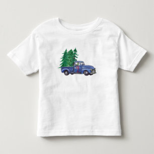 Blue Truck Tree Themed Birthday Shirt