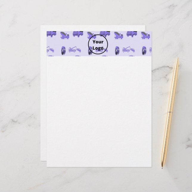 Blue trucking business pattern custom letterhead (Front/Back In Situ)