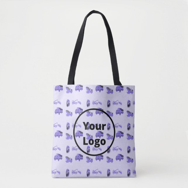 Blue trucking business pattern tote bag (Front)