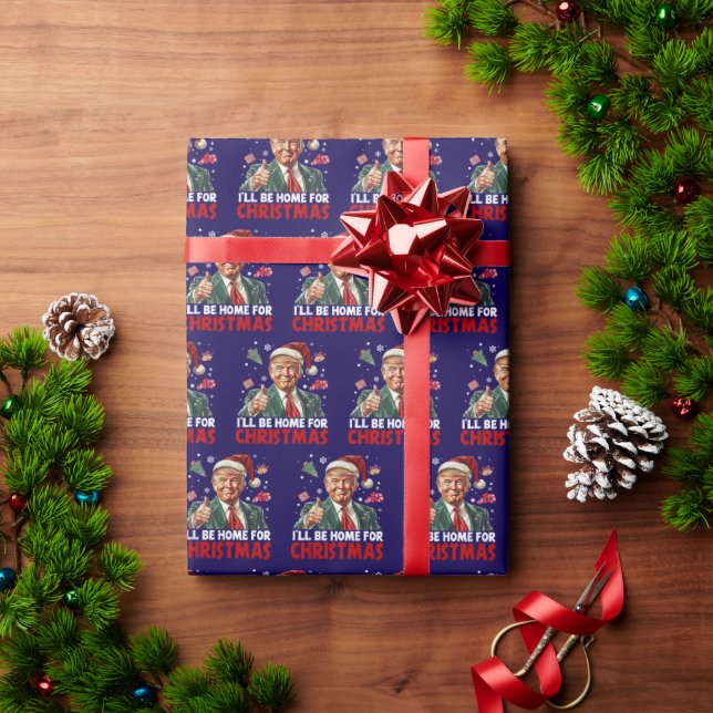 Blue Trump Gift Wrap | I'll Be Home For Christmas (Holiday Gift)