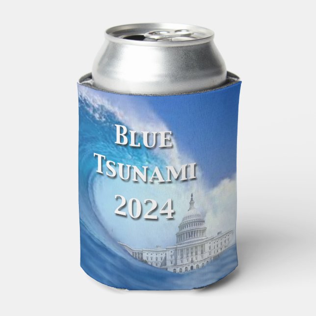 Blue Tsunami Election 2024 Can Cooler (Can Front)