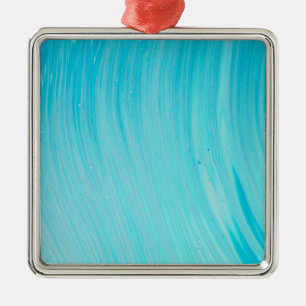 Blue Tube Wave Cool Teal Water Metal Ornament