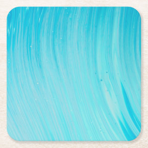 Blue Tube Wave Cool Teal Water Square Paper Coaster