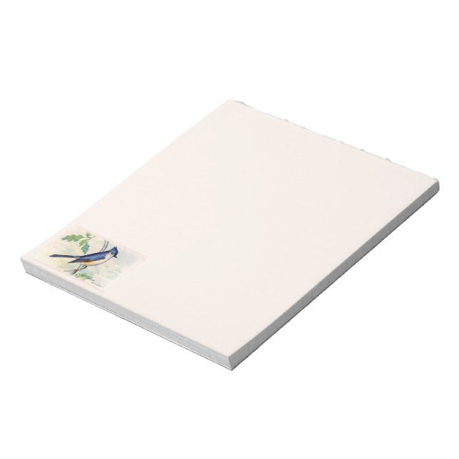 Blue Tufted Bird Notepad (Rotated)