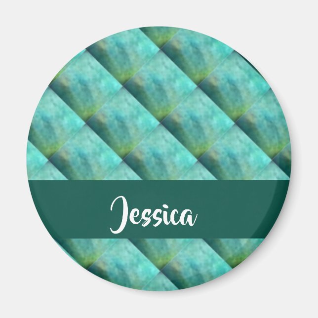 Blue tufted patterned magnet (Front)