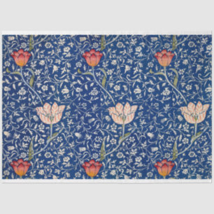 Blue Tulip Art Pattern Design by William Morris  Tissue Paper
