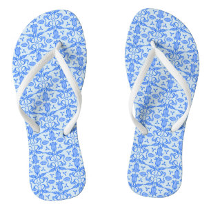 Blue tulip blue pattern flip flops