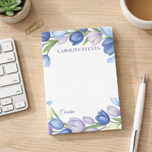 Blue Tulip Floral Elegant Stationery Design Theme Post-it Notes
