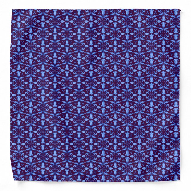 Blue tulip flower graphic pattern  bandana (Front)