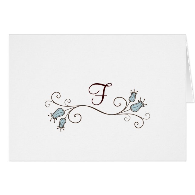 Blue Tulip Monogram Note Cards (Front Horizontal)