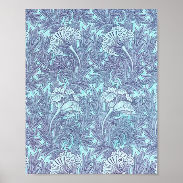 Blue Tulip Pattern By William Morris Poster (Front)