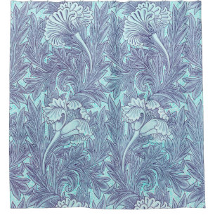 Blue Tulip Pattern By William Morris Shower Curtain