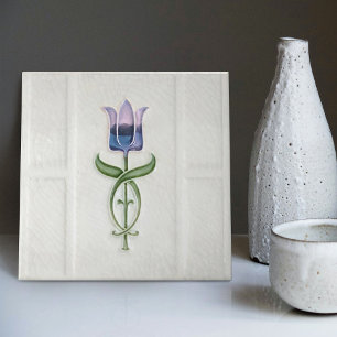 Blue Tulip Wall Decor Art Nouveau Art Deco Gibbons Ceramic Tile