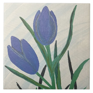 Blue Tulips Ceramic Tile