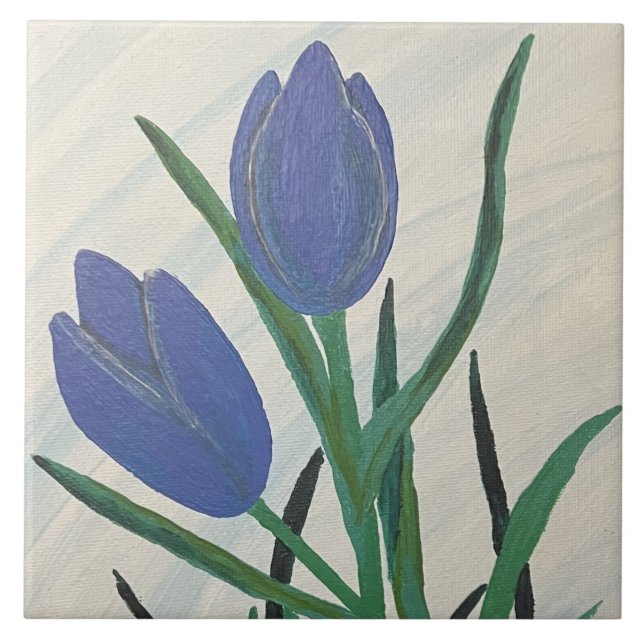Blue Tulips  Ceramic Tile (Front)