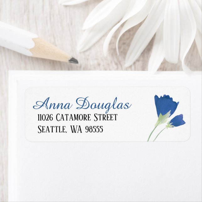 Blue Tulips Return Address Label Sheet (Insitu)