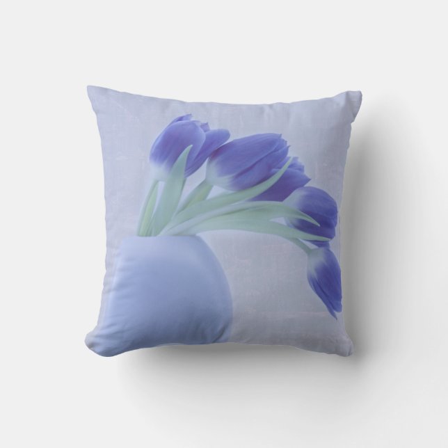 Blue Tulips Still Life Cushion (Front)