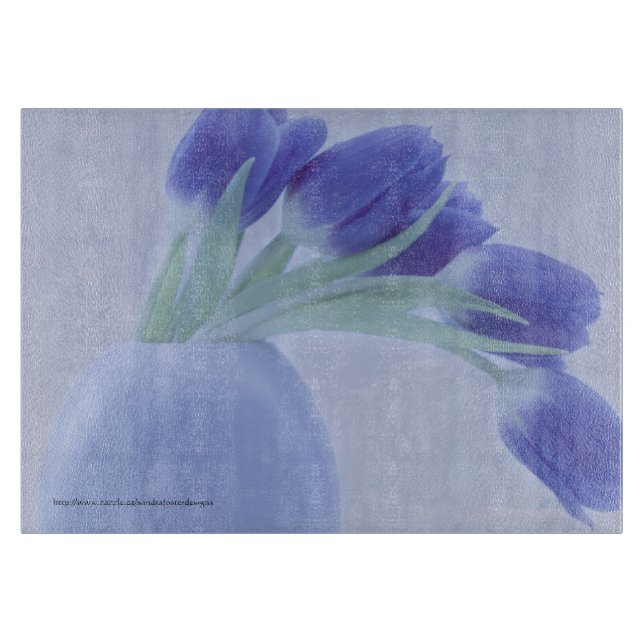 Blue Tulips Still Life Cutting Board (Front)