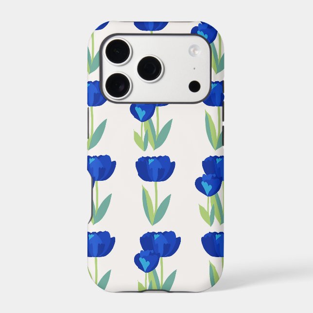 Blue Tulips Tough iPhone 17 Case (Back)